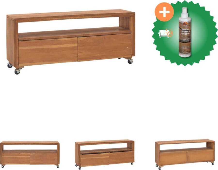 VidaXL Teakhouten televisiemeubel 110 x 30 x 40 cm koloniale charme Kast Inclusief Houtreiniger en verfrisser