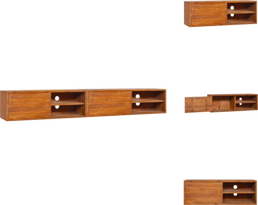 VidaXL Tv-kast Tv-kasten Houten Televisiekast Houten Televisiekasten Tv-meubel wandmontage 180x30x30 cm massief teakhout - Foto 2
