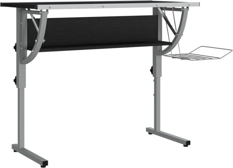 VidaXL Tekentafel Hout en Staal Zwart Grijs Knutselbureau Bureaus Tekentafels Studentenbureaus Home Office Houten Bureau Zwarte Bureau Grijze Bureau