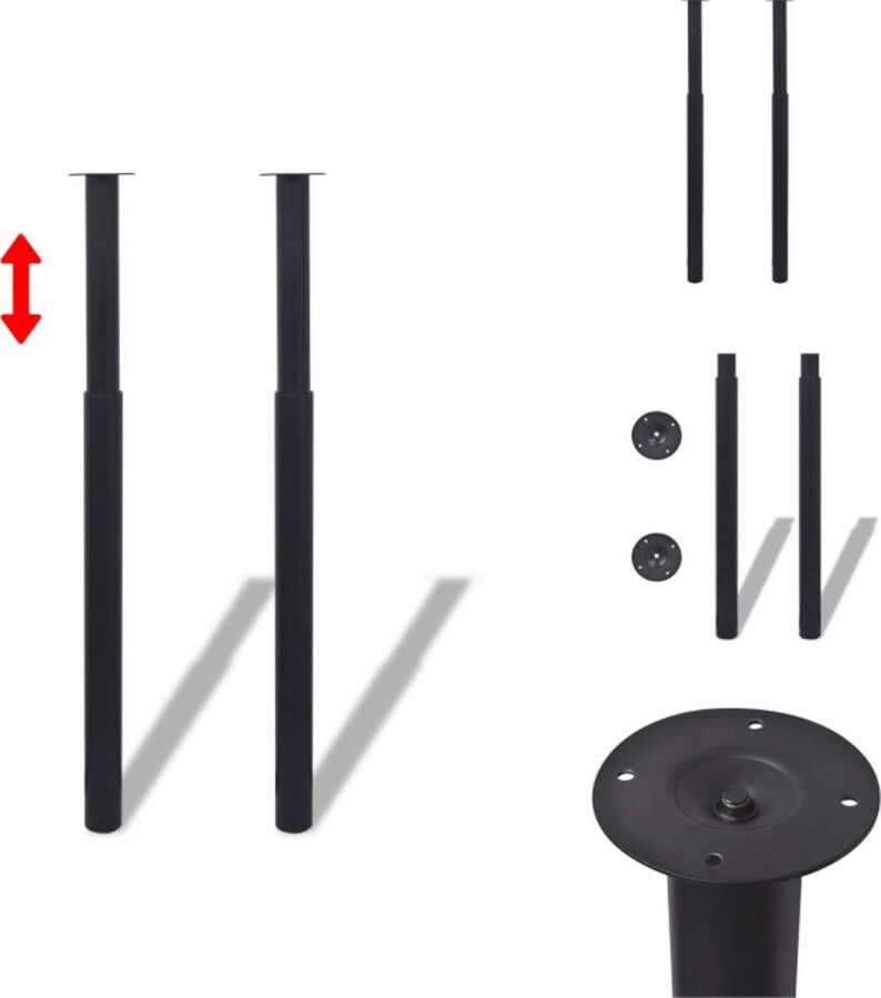 VidaXL Tafelpoot Tafelpoten Tafel Poot Tafel Poten Tafelpoten telescopisch 710-1100 mm zwart 2 st