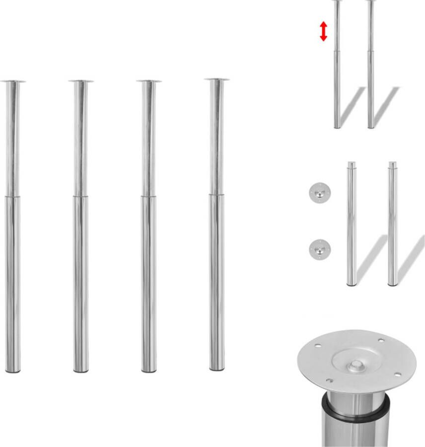 VidaXL Tafelpoot Tafelpoten Tafelschraag Tafelschragen Tafelpoten telescopisch 4 st 710-1100 mm chroomkleurig