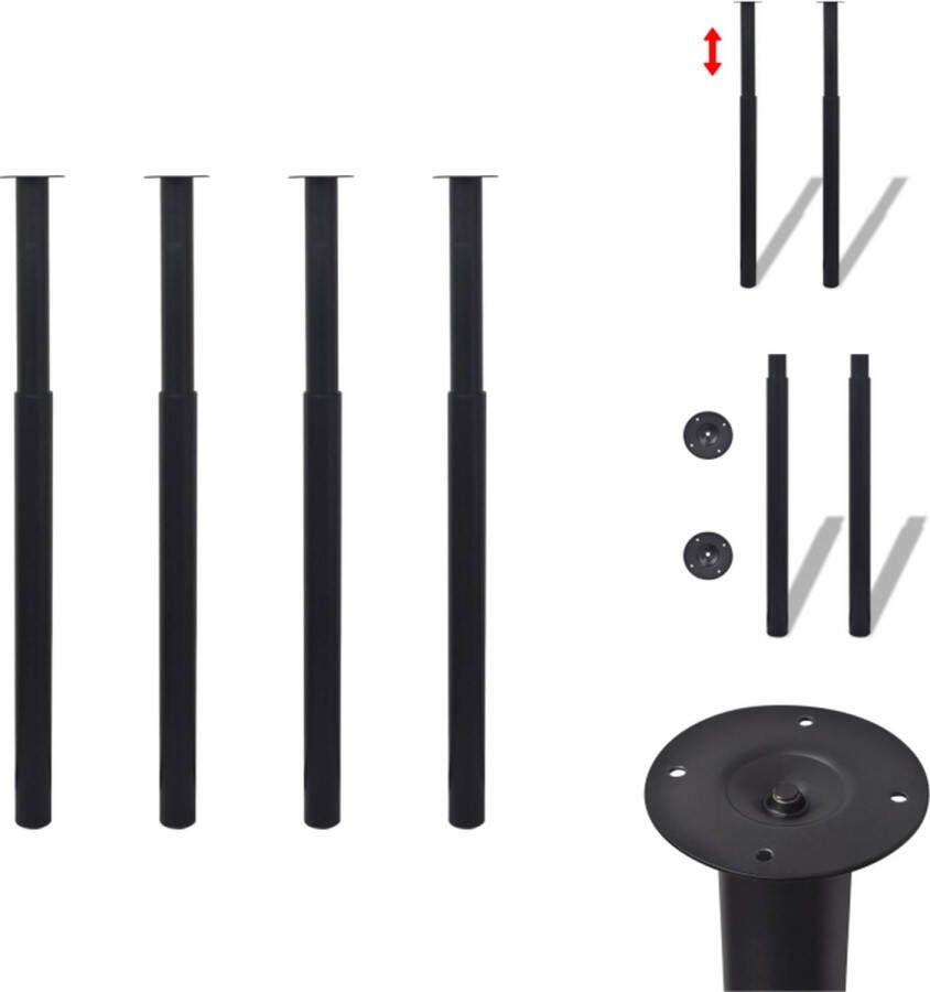 VidaXL Tafelpoot Tafelpoten Tafelschraag Tafelschragen Tafelpoten telescopisch 4 st 710-1100 mm zwart