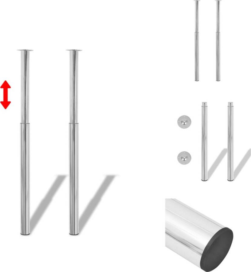 VidaXL Telescopische Tafelpoten Verstelbare poothoogte 710-1100 mm Chroom 60 x 1100 mm Set van 2 Tafelonderdeel - Foto 2