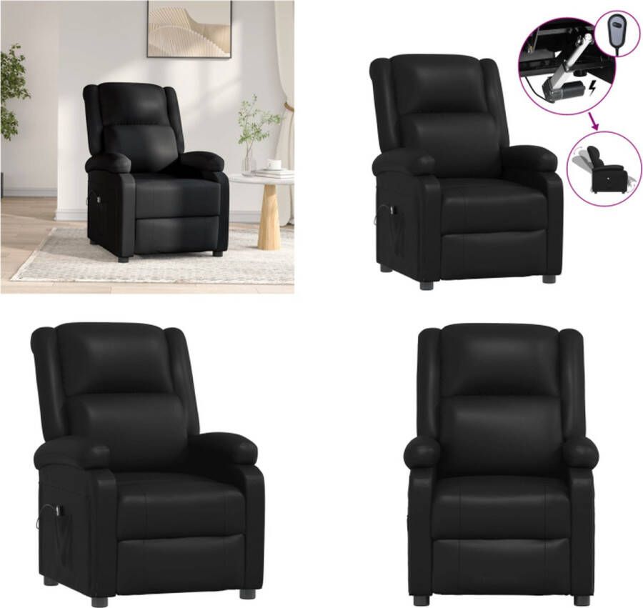 VidaXL Televisiefauteuil elektrisch kunstleer zwart Fauteuil Fauteuils Leunstoel Fauteuil Kunstleer