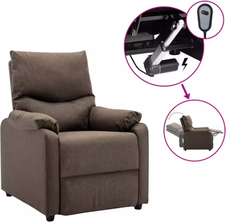 VidaXL Fauteuil verstelbaar elektrisch stof bruin - Foto 2