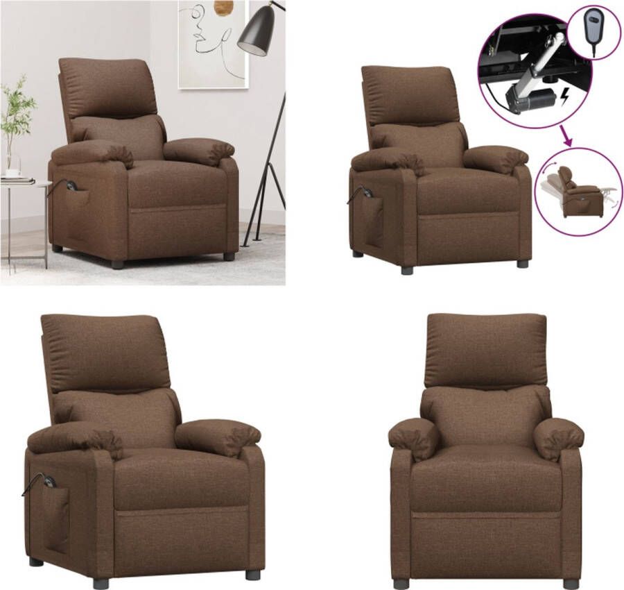 VidaXL Televisiefauteuil elektrisch stof bruin Fauteuil Fauteuils Leunstoel Armstoel