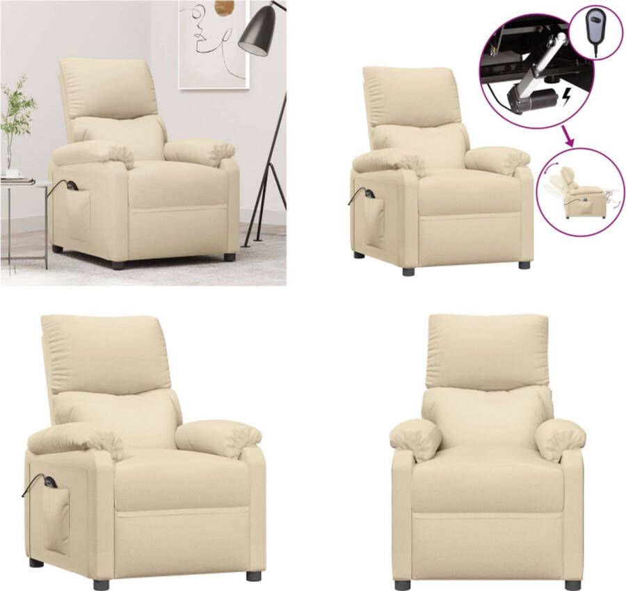 vidaXL Televisiefauteuil elektrisch stof crèmekleurig Fauteuil Fauteuils Leunstoel Armstoel