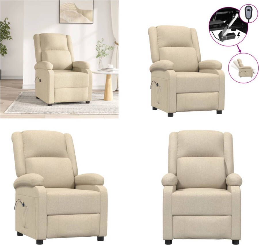 VidaXL Televisiefauteuil elektrisch stof crèmekleurig Fauteuil Fauteuils Leunstoel Armstoel