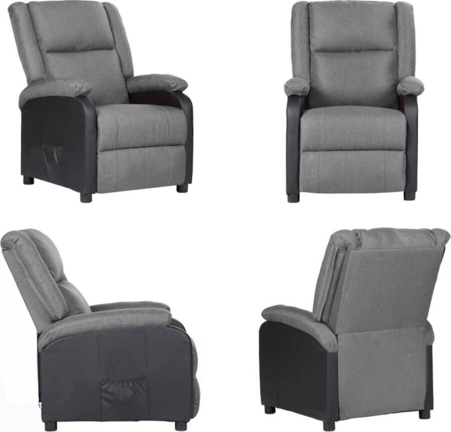 VidaXL Televisiefauteuil kunstleer en stof lichtgrijs Fauteuil Fauteuils Leunstoel Relaxfauteuil