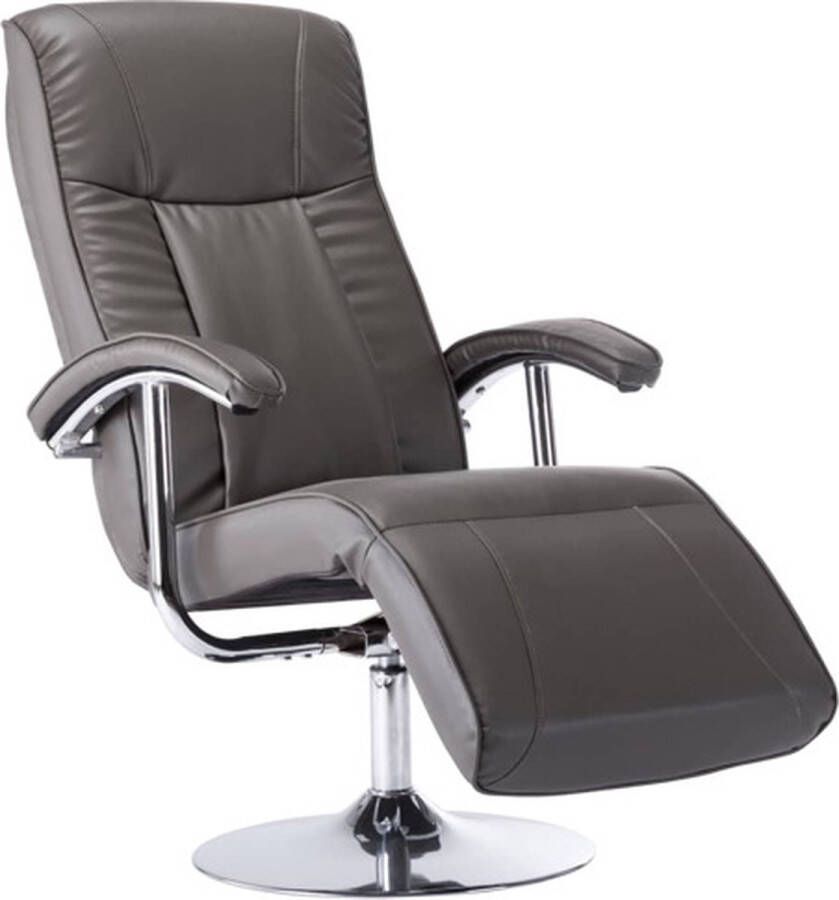 VidaXL Televisiefauteuil Kunstleren Grijs 68 x 137 x 104 cm Verchroomd metalen frame Fauteuil - Foto 2