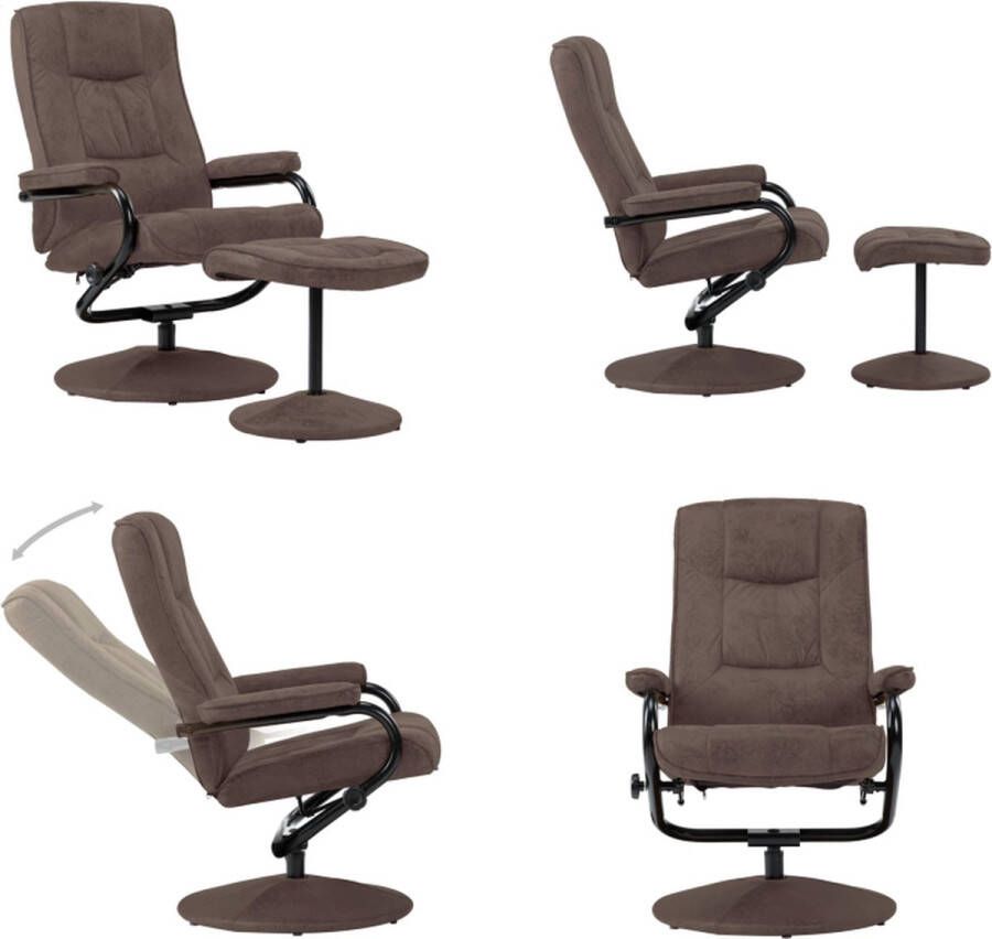 VidaXL Televisiefauteuil met voetenbankje kunstsuède bruin Armstoel Armstoelen Stoel Stoelen