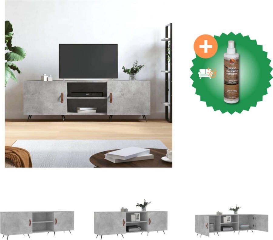 VidaXL TV-meubel Betongrijs 150x30x50 cm Stevig bewerkt hout Praktische opbergruimte Kast Inclusief Houtreiniger en verfrisser - Foto 3