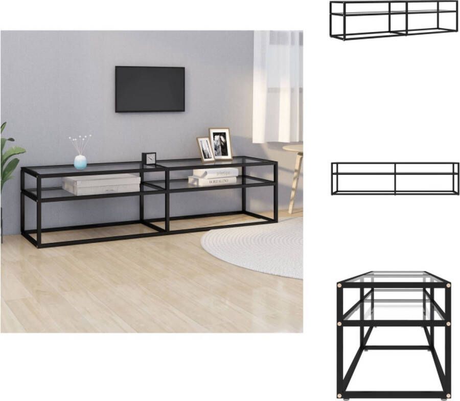 VidaXL Tv-meubel Tv-meubelen Tv Kast Opbergkast Tv-meubel 160x40x40 5 cm gehard glas transparant - Foto 2