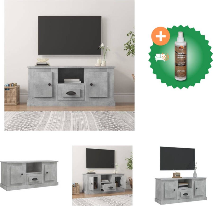 VidaXL TV-meubel Betongrijs 100 x 35.5 x 45 cm trendy en praktisch design duurzaam bewerkt hout voldoende opbergruimte stevig blad flexibele installatie Kast Inclusief Houtreiniger en verfrisser - Foto 2