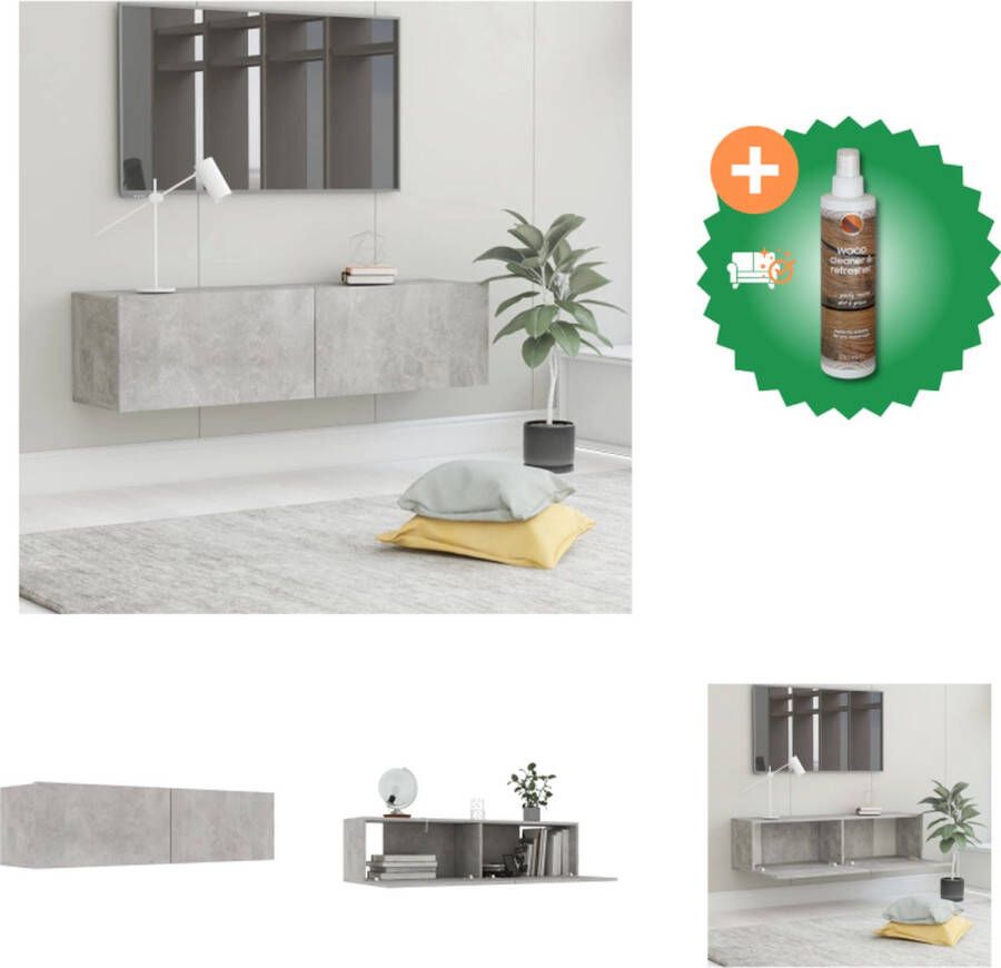 VidaXL Televisiekast Betongrijs 120 x 30 x 30 cm Neerklapbare deuren Kast Inclusief Houtreiniger en verfrisser