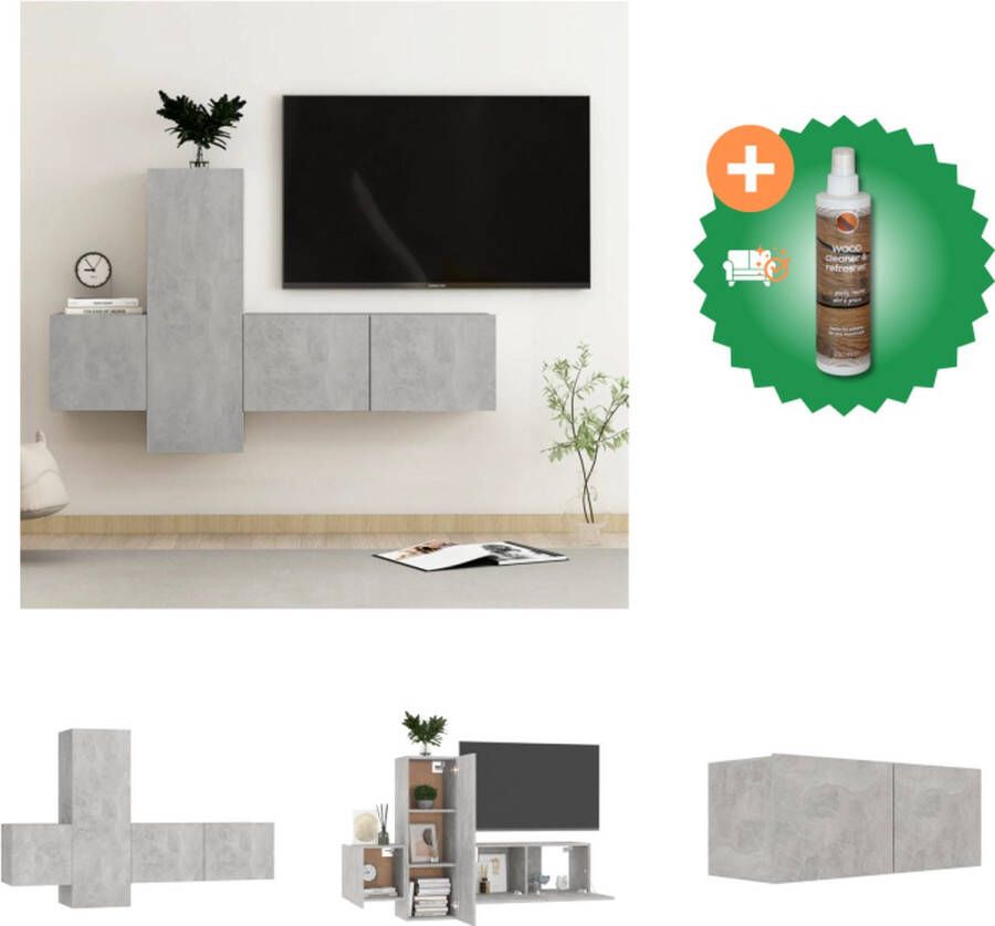 VidaXL Televisiekast Betongrijs Spaanplaat Afmetingen (L) 80x30x30cm (M) 30.5x30x90cm (S) 30.5x30x30cm Kast Inclusief Houtreiniger en verfrisser