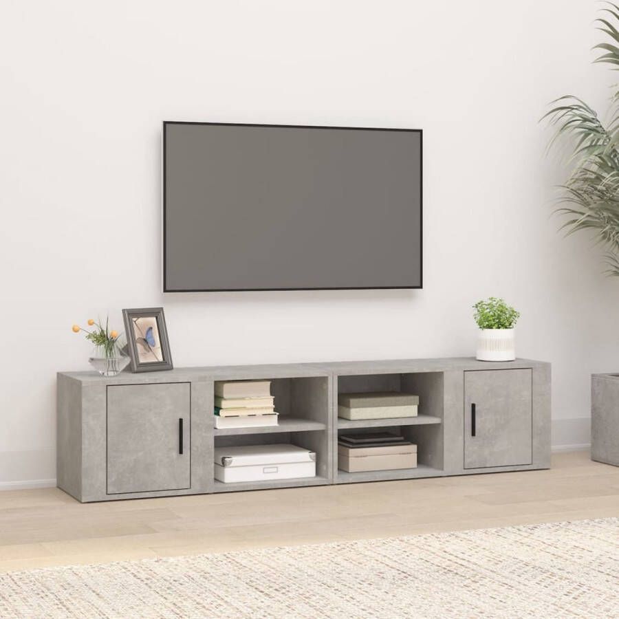 VidaXL Tv-kast Tv-kasten Tv-meubel Hifi-meubel Tv-meubels 2 st 80x31 5x36 cm bewerkt hout betongrijs - Foto 2