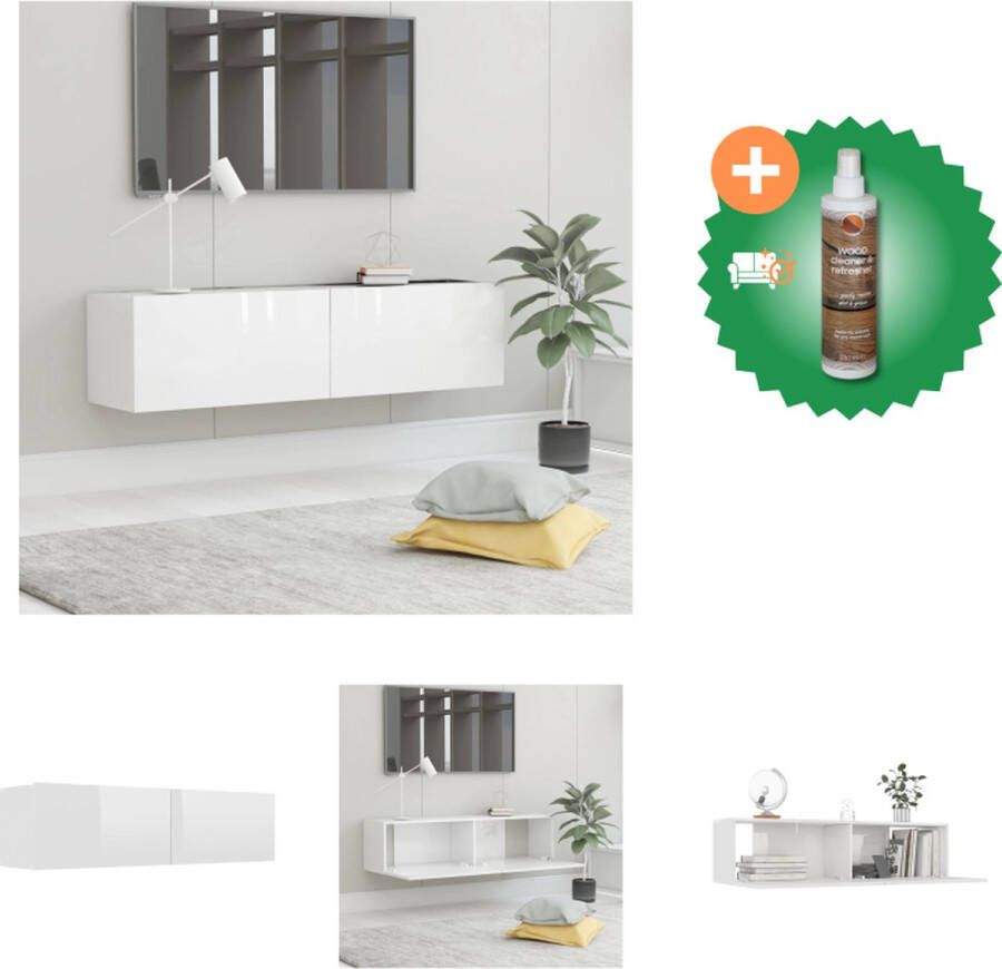 VidaXL Televisiekast Chic Meubel 120 x 30 x 30 cm Kleur- Hoogglans wit Kast Inclusief Houtreiniger en verfrisser