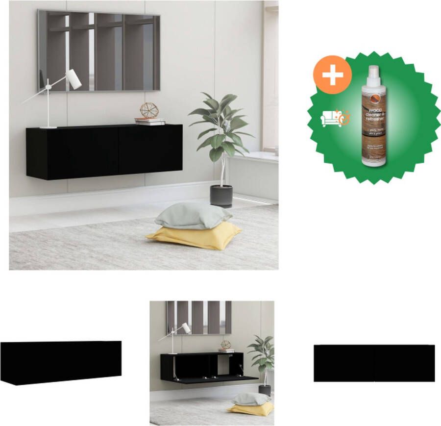 VidaXL Televisiekast Chique TV-meubel 100x30x30cm Zwart Kast Inclusief Houtreiniger en verfrisser