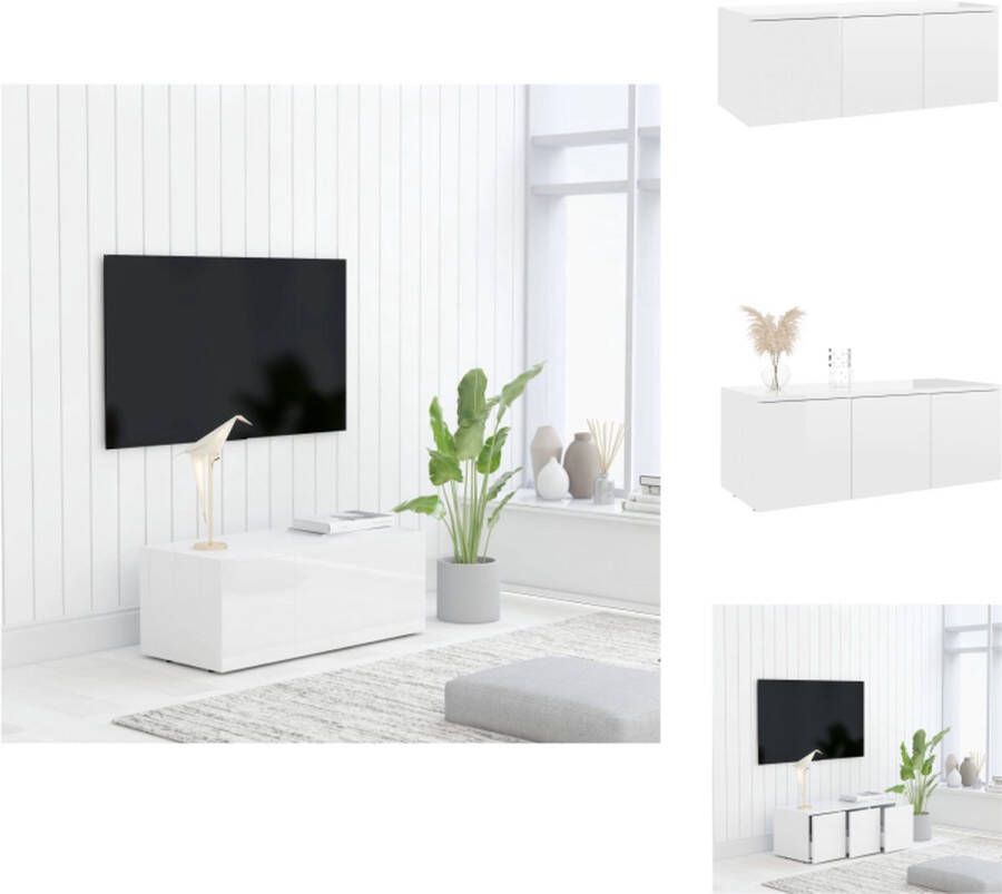 VidaXL Televisiekast Classic 80 x 34 x 30 cm Hoogglans wit Kast