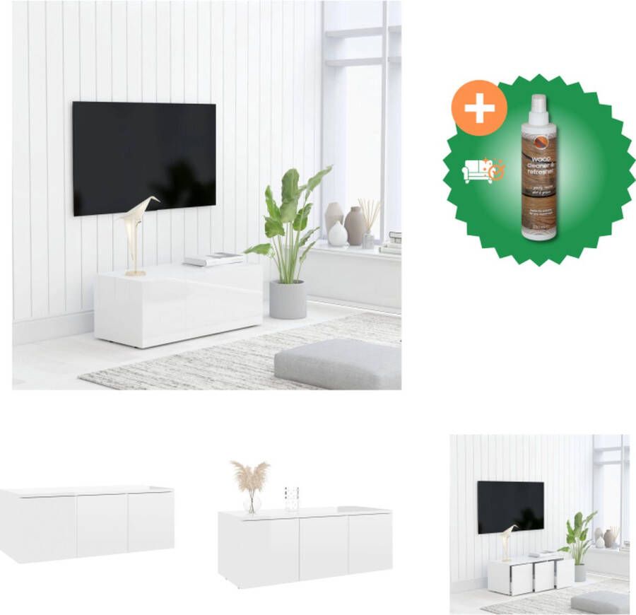VidaXL Televisiekast Classic 80 x 34 x 30 cm Hoogglans wit Kast Inclusief Houtreiniger en verfrisser