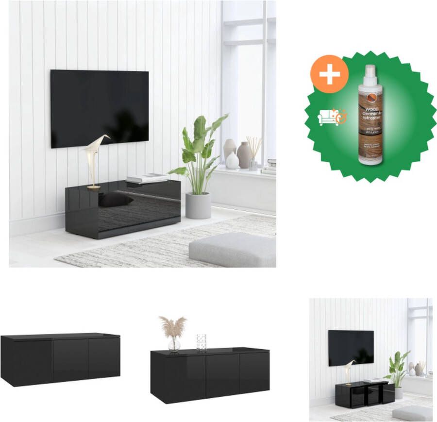 VidaXL Televisiekast Classic 80 x 34 x 30 cm Hoogglans zwart Kast Inclusief Houtreiniger en verfrisser