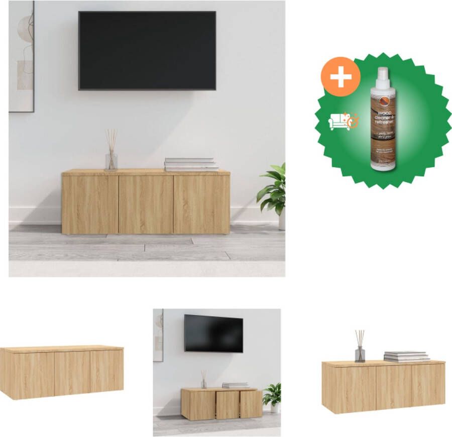 VidaXL Televisiekast Classic 80 x 34 x 30 cm Sonoma eiken Met 3 lades Kast Inclusief Houtreiniger en verfrisser