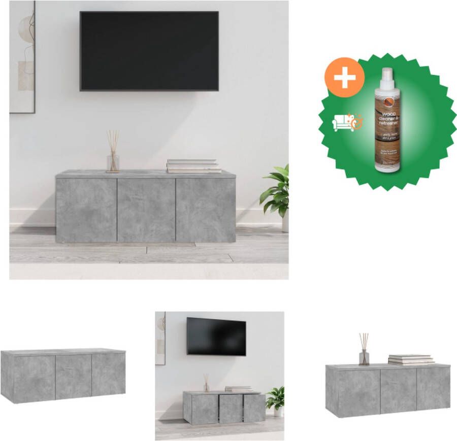 VidaXL Televisiekast Classic Betongrijs 80x34x30cm 3 Lades Kast Inclusief Houtreiniger en verfrisser