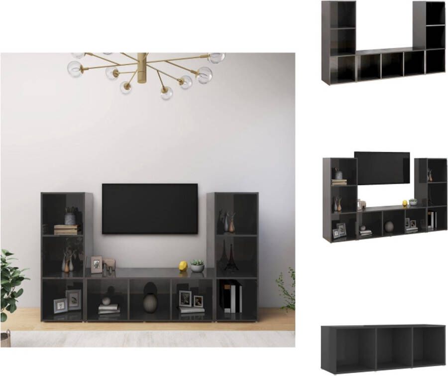 VidaXL Televisiekast Classic Meubels 107 x 35 x 37 cm Hoogglans Grijs Kast - Foto 1