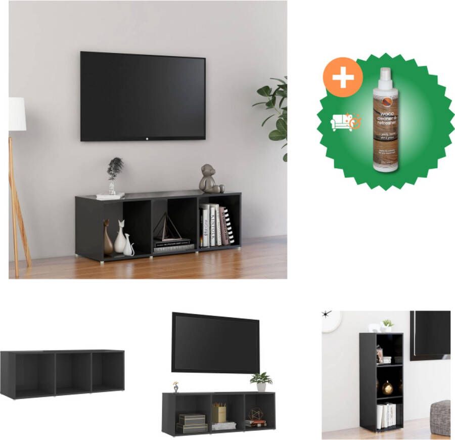 VidaXL Televisiekast Classic TV 107 x 35 x 37 cm Hoogglans Grijs Kast Inclusief Houtreiniger en verfrisser