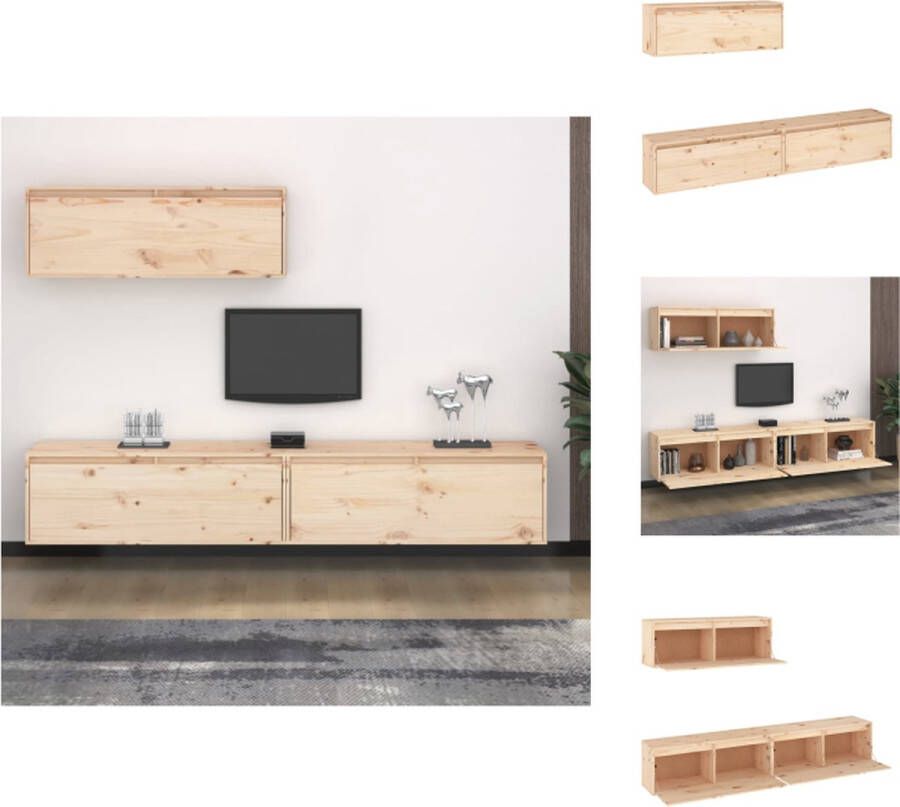 VidaXL Tv-kast Tv-kasten Tv-meubel Hifi-meubel Tv-meubelen 3 st massief grenenhout