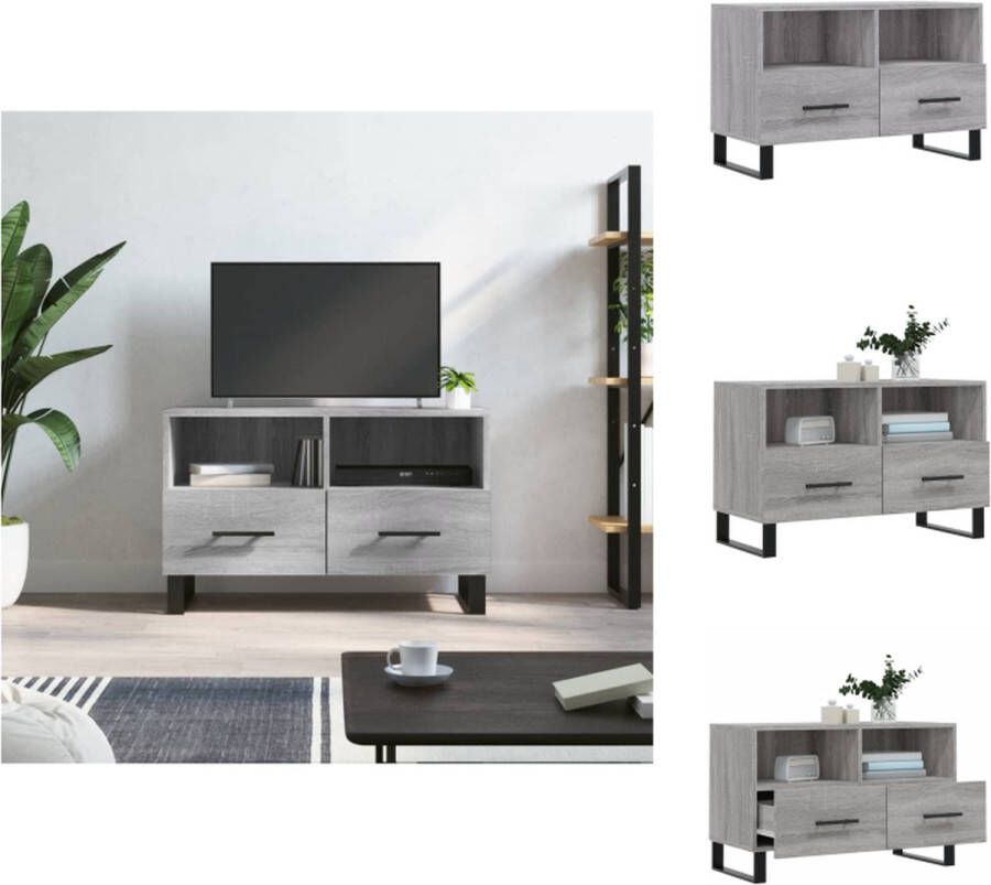 VidaXL Televisiekast Grey Sonoma Eiken 80 x 36 x 50 cm Met opbergruimte Kast