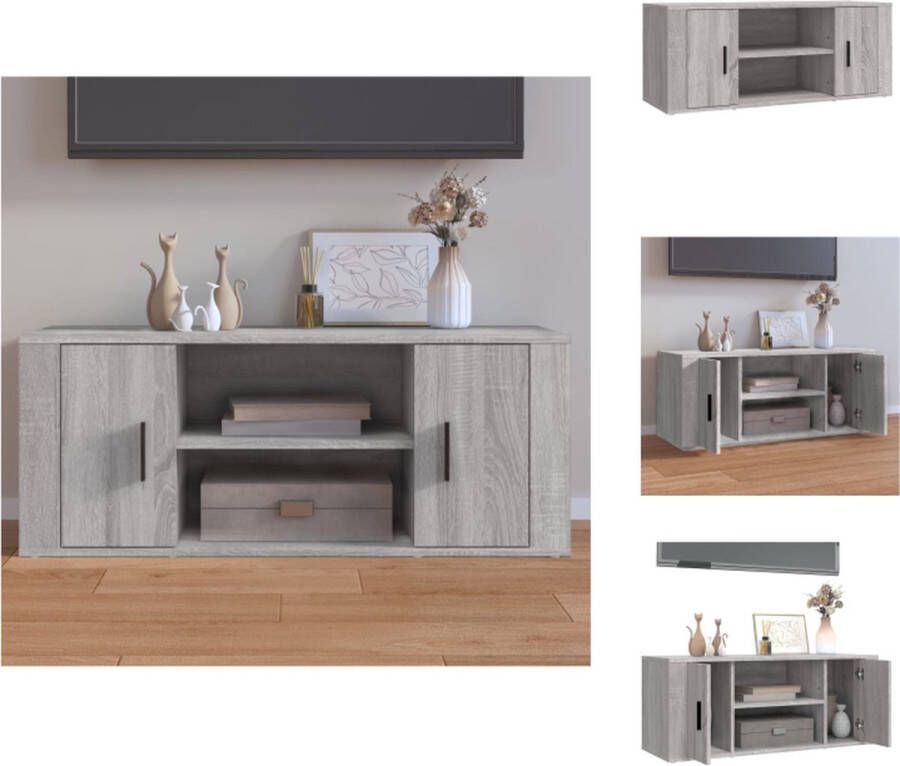 VidaXL Tv-kast Tv-kasten Tv-meubel Met LED-verlichting Tv-meubel 100x35x40 cm bewerkt hout grijs sonoma eikenkleurig