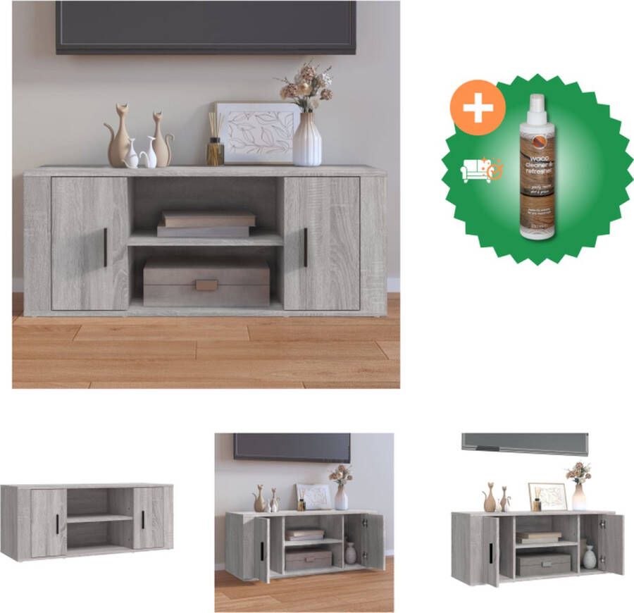VidaXL Televisiekast Grijs sonoma eiken 100 x 35 x 40 cm (B x D x H) Kast Inclusief Houtreiniger en verfrisser