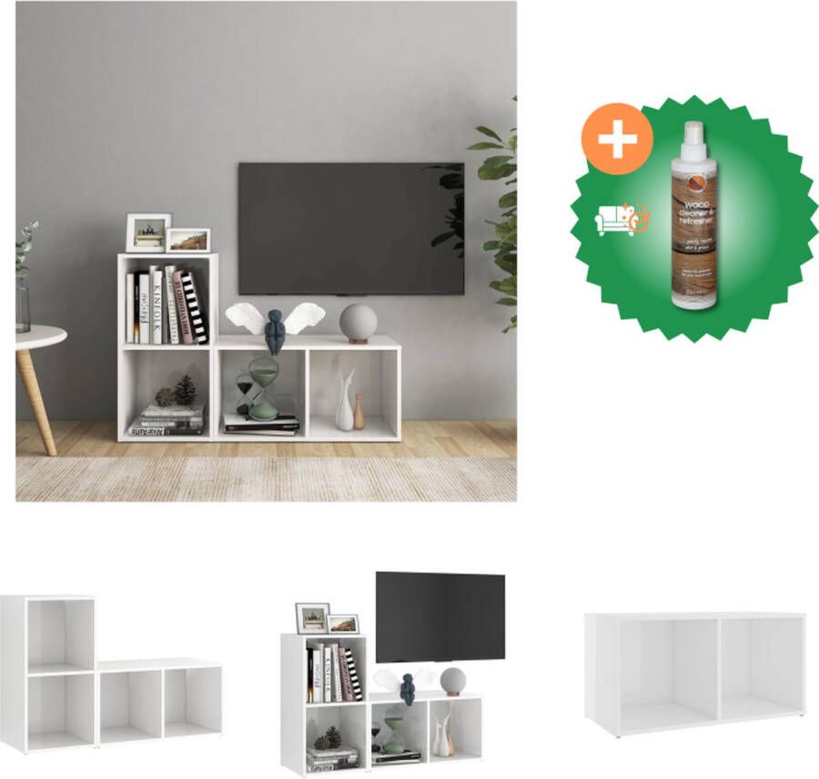 VidaXL Televisiemeubel Klassieke tv-kast Hoogglans wit 72 x 35 x 36.5 cm Kast Inclusief Houtreiniger en verfrisser