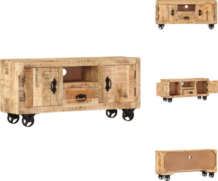VidaXL Tv-meubel Tv-meubels Tv-meubelen Tv-meubilair Tv-meubel 110x30x50 cm ruw mangohout