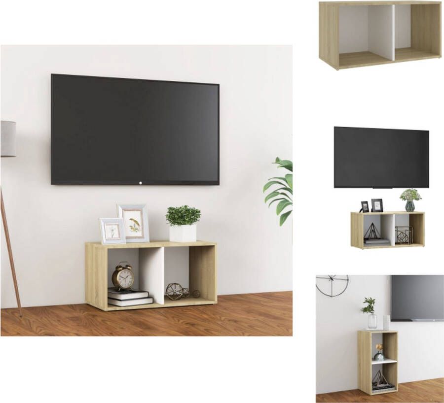 vidaXL Televisiekast Klassiek 72 x 35 x 36.5 cm Wit Sonoma Eiken Kast