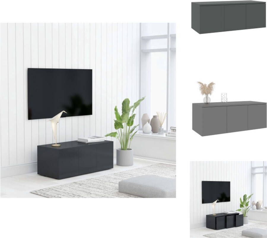 vidaXL Televisiekast Klassiek Grijs 80 x 34 x 30 cm Met 3 lades Kast