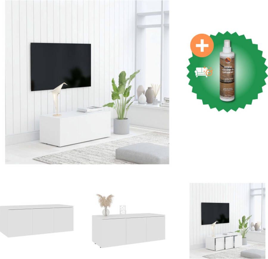 VidaXL Televisiekast Klassieke Stijl 80 x 34 x 30 cm Wit Kast Inclusief Houtreiniger en verfrisser
