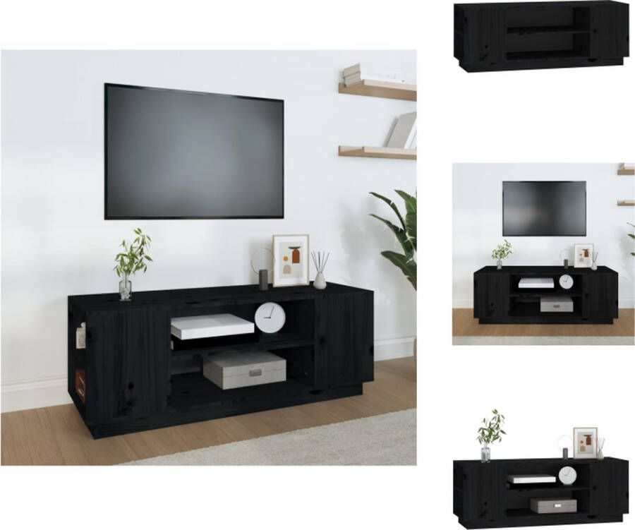 VidaXL Tv-kast Tv-kasten Tv-meubel Met LED-verlichting Tv-meubel 110x35x40 5 cm massief grenenhout zwart