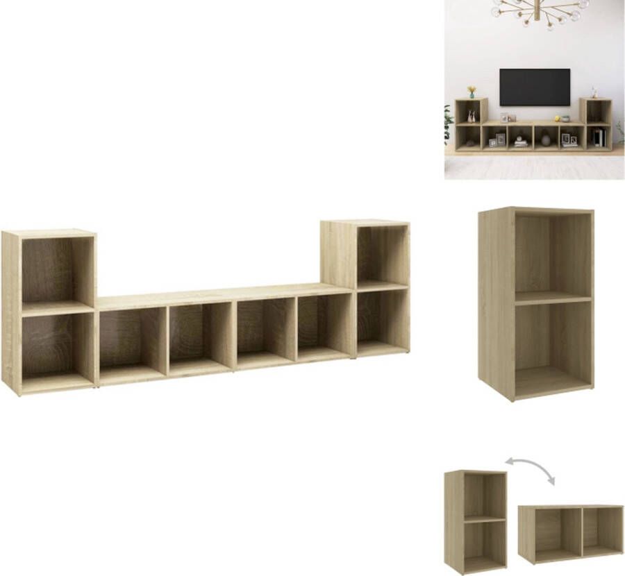 VidaXL Tv-kast Tv-kasten Tv-standaard Tv-standaarden Tv-meubelen 4 st 72x35x36 5 cm bewerkt hout sonoma eikenkleurig