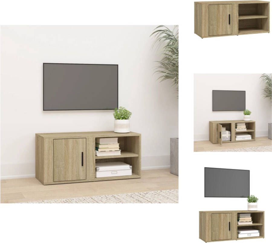 vidaXL Televisiekast Sonoma Eiken Hifi 80 x 31.5 x 36 cm Opbergruimte Presenteerfunctie Kast