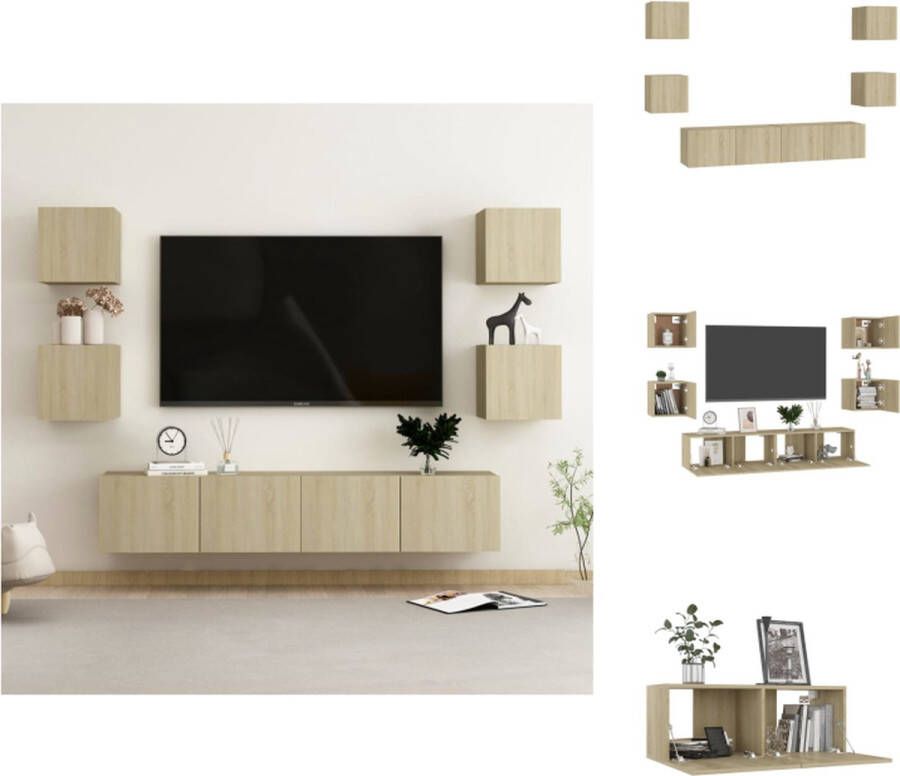 VidaXL Televisiekast Sonoma Eiken Muurbevestigbaar Meerdere vakken Onderhoudsvriendelijk L- 80x30x30cm S- 30.5x30x30cm Montage vereist Inclusief 2x tv-meubel (L) 4x tv-meubel (S) Kast