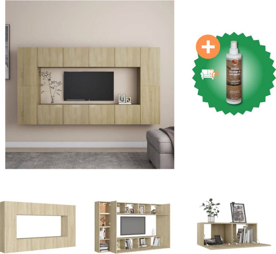 VidaXL TV-meubel Stereokast Kleur- Sonoma Eiken Afmetingen (L)- 80x30x30 cm (BxDxH) Afmetingen (M)- 30.5x30x90 cm (BxDxH) Kast Inclusief Houtreiniger en verfrisser - Foto 2