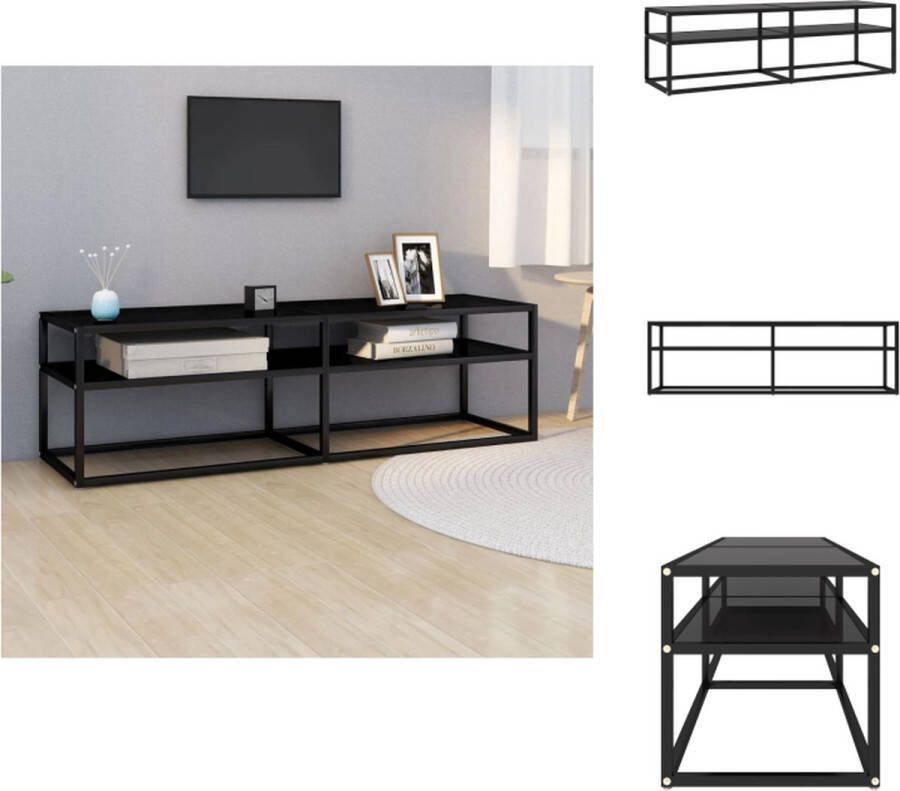VidaXL Tv-meubel Tv-meubelen Tv Kast Opbergkast Tv-meubel 140x40x40 5 cm gehard glas zwart