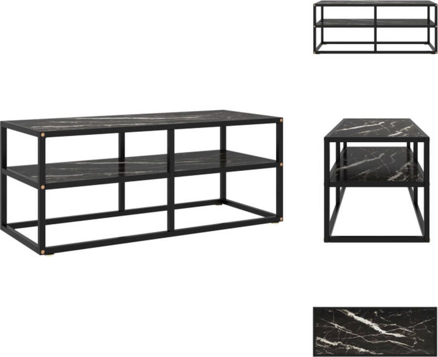 VidaXL Tv-kast Tv-kasten Televisiekast Televisiekasten Tv-meubel met zwart marmerglas 100x40x40 cm zwart - Foto 2