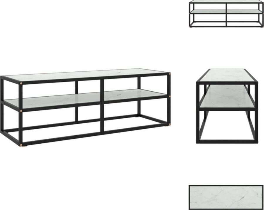 VidaXL Tv-kast Tv-kasten Televisiekast Televisiekasten Tv-meubel met wit marmerglas 120x40x40 cm zwart