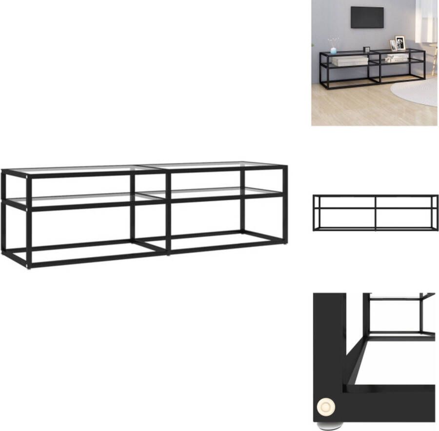 VidaXL Tv-meubel Tv-meubelen Tv Kast Opbergkast Tv-meubel 140x40x40 5 cm gehard glas transparant - Foto 3
