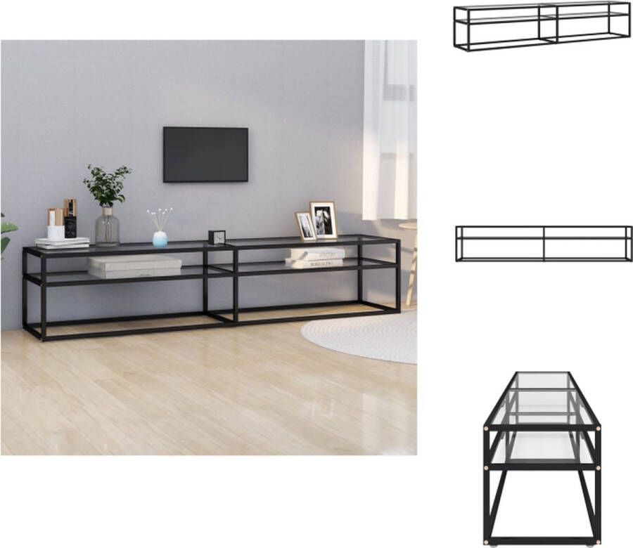 VidaXL Tv-meubel Tv-meubelen Tv Kast Opbergkast Tv-meubel 200x40x40 5 cm gehard glas transparant - Foto 2