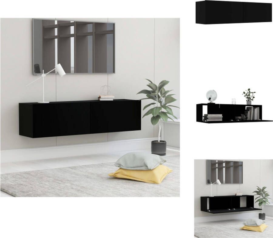 VidaXL Tv-meubel Tv-meubels Tv-meubelen Tv-meubilair Tv-meubel 120x30x30 cm bewerkt hout zwart